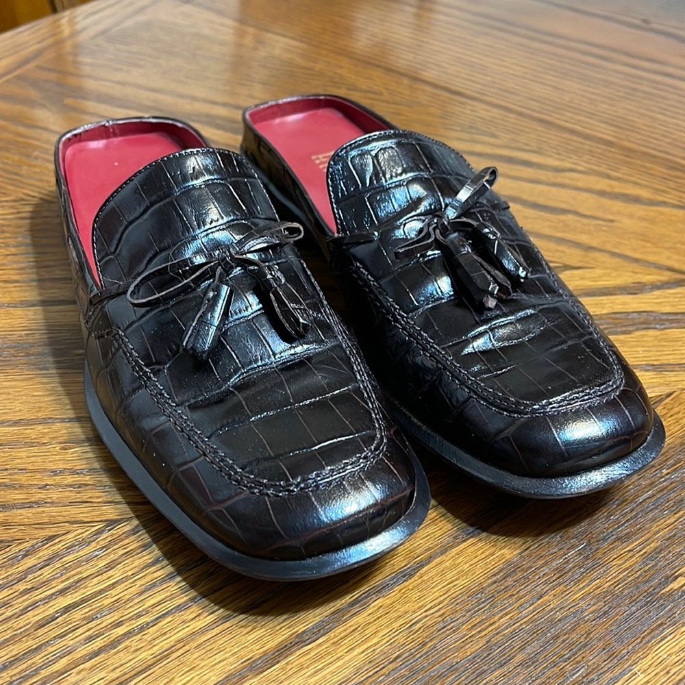 Lauren Ralph Lauren Dark Brown Croc-Embossed Loafers
